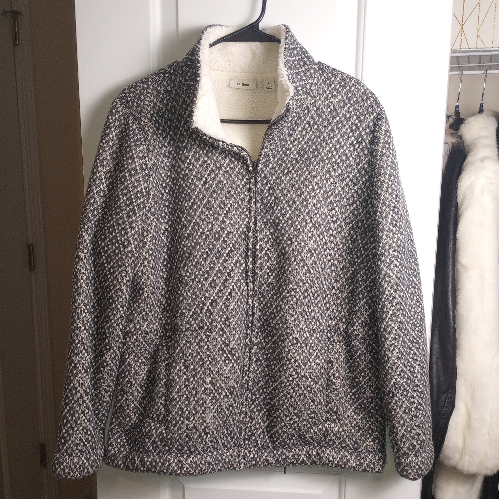 L.L. Bean Gray and White Patterned Jacket